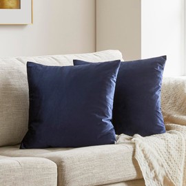 GIGIZAZA Navy Blue Velvet Pillow Covers 20x20,Square Solid Throw Pillow Covers Decorative Modern Pillows Big Vintage Cases for Couch Pack of 2