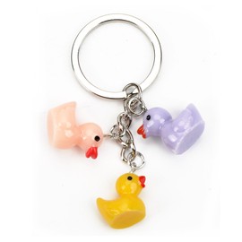 MUCOOS Cute Keyring, Wearing Three Exquisite Three Dimensional Duck Pendants, Keychain for Women,Express Gratitude to Colleagues Interesting and Novel, Give to Girlfriends, Friends and Family
