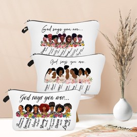 African American Makeup Bag for Purse 3 Pack Afro Black Cosmetic Bags for Women Inspirational Gift Small Funny Cosmetics Pouch Travel Bag Cases Bulk