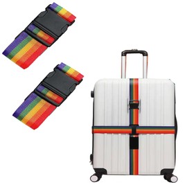 KQHOMEI One-touch Suitbag, Luggage Fixed, Adjustable, Prevents Loss, High Elasticity, Suitcase Fastening Belt, Convenient for Travel, High Visibility, 6 Colors (Penta Color)