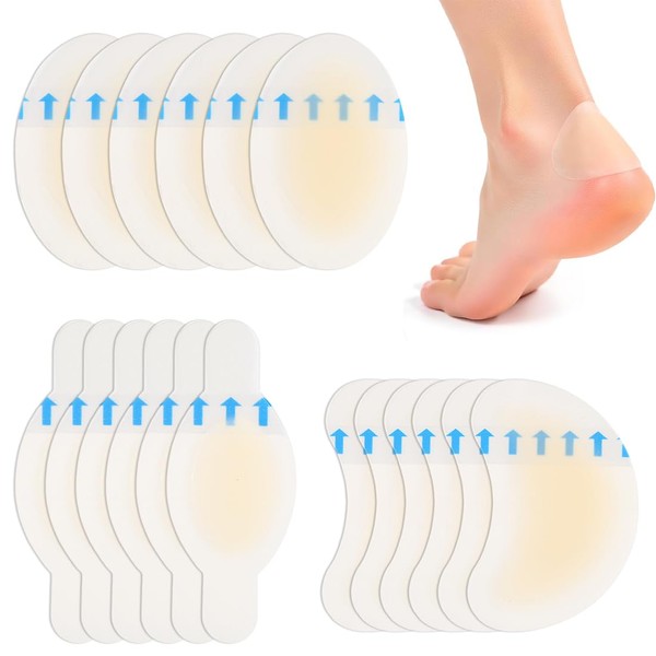 GXGM 18 Stück Blasenpflaster Ferse, Hydrokolloid Bandages, Hydrokolloid Pflaster, Wasserdichte