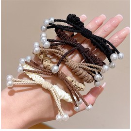 Dulraxin Stylish Pearl Scrunchie, Set of 5, Women's, Hair Accessories, Adults, Commuting to Work or School, Everyday, High Elasticity, Hair Clip, Ponytail Hairband, Simple, Trend, Accessory, Simple,