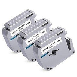 Compatible Label Tape Replacement for Brother M Tape M-231 M-K231s 12mm 0.47 Inch Black on White MK231 Label Work with Brother P-Touch PTM95 PT55 60 65 70 80 90 95 100 110 3-Pack