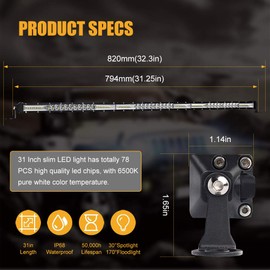 NORTHYUN 30 Inch Led Light Bar Ultra Slim Off Road Light Bar Flood Spot Combo Driving Light for SUV UTV ATV Trucks 1PC