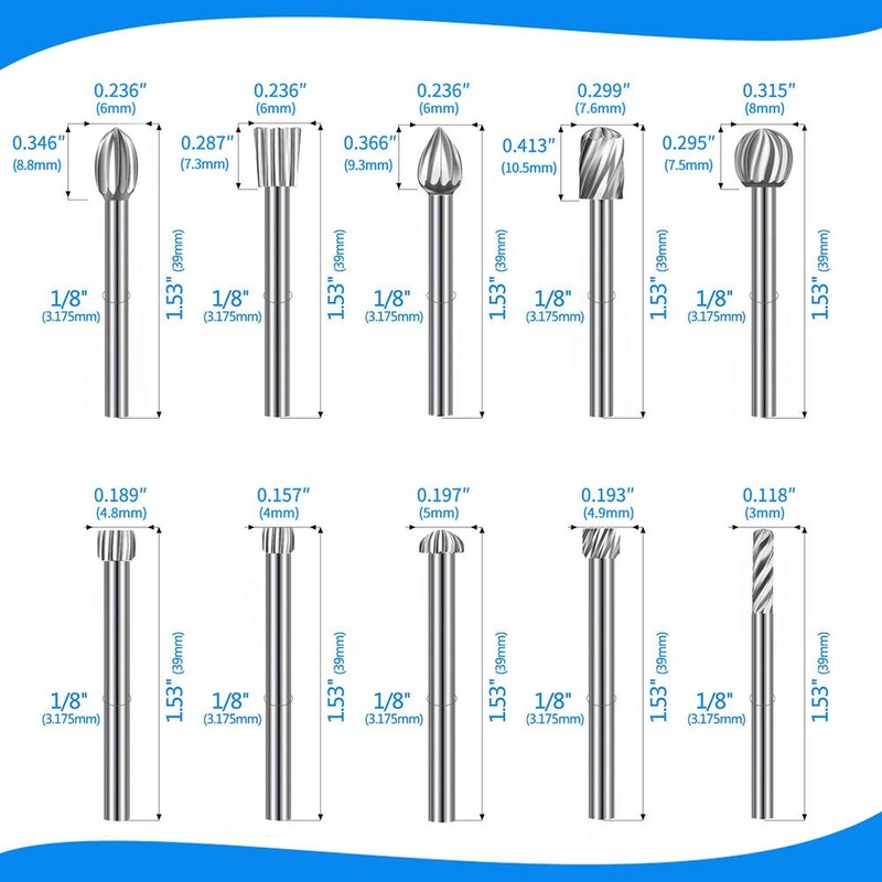 Carving Bits Wood Engraving Router Bit with 1/8"(3mm) Shank, 20Pcs
