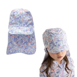 Captain K Swim Cap, Kids, Girls, Boys, Sun Protection, Nursery School, Children, UV Protection, Brim, 20.5 - 22.0 inches (52 - 56 cm), Hat, Pool Cap, flower purple