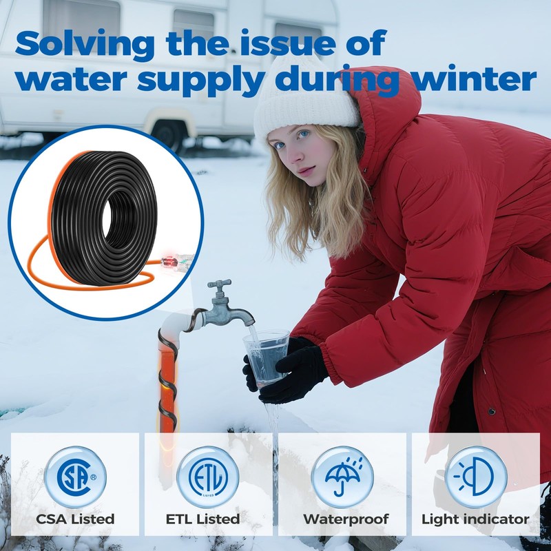 JDZKOMKE 5W/FT 120V Pipe Heat Tape 80FT (3FT-200FT) - Freeze