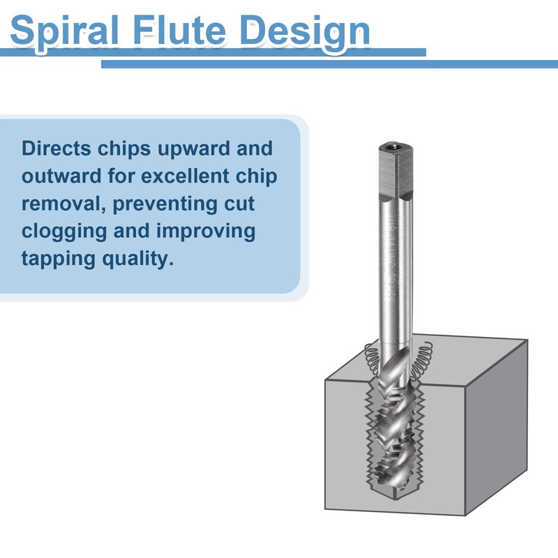 sourcing map 3pcs Spiral Flute Thread Taps 3/8-16 UNC 2B