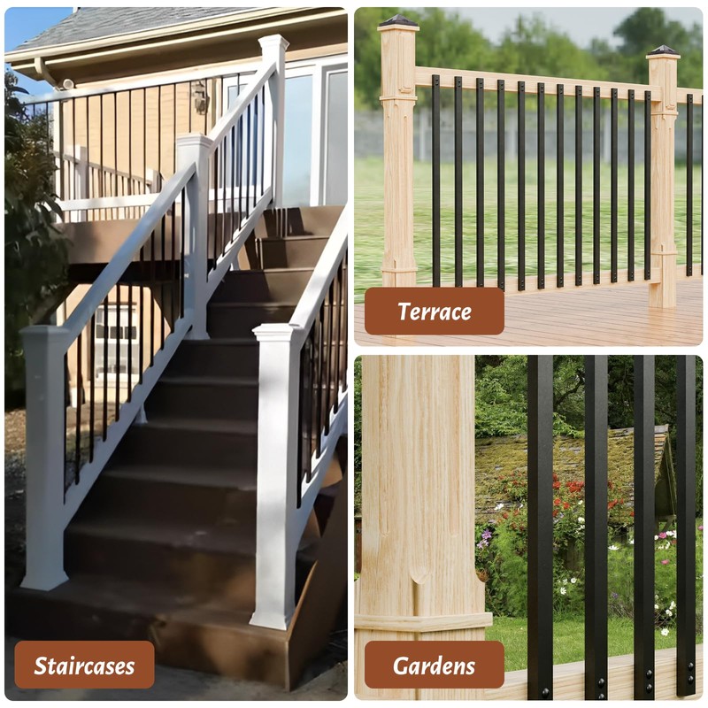 Belinova 50 Pack 38" Hollow Aluminum Deck Balusters with Screws,