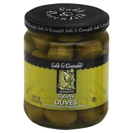 Sable & Rosenfeld Tipsy Olives - Green Olives Stuffed with Pimento, Cocktail Olives with French Vermouth for Bloody Mary, Martini, Olive Bar - 10.6 oz, (Pack of 2)