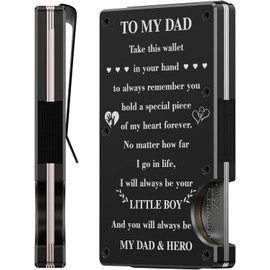 Father's Day Gfts for Dad from Son: Wallet & & Keychain Gift Set for Father, Mens Slim Money Clip Gifts