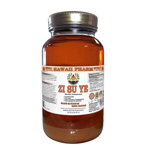 Zi Su Ye Liquid Extract, Zi Su Ye (Folium Perillae) Leaf Tincture, Herbal Supplement, Hawaii Pharm, Made in USA, 32 fl.oz