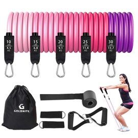 GOLDNITE Resistance Bands Set with Handles, 100Lbs Exercise Bands for Working Out with Door Anchor and Legs Ankle Straps, Men and Women Strength Training Muscle Training