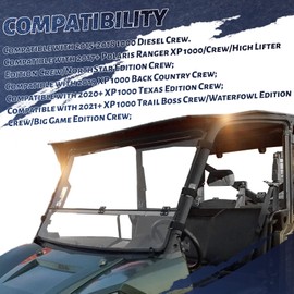 HECASA 2-in-1 Flip Windshield Compatible with 2015+ Polaris Ranger 1000 XP 1000 Non Scratch Resistant Front Fold Down Clear Windscreen