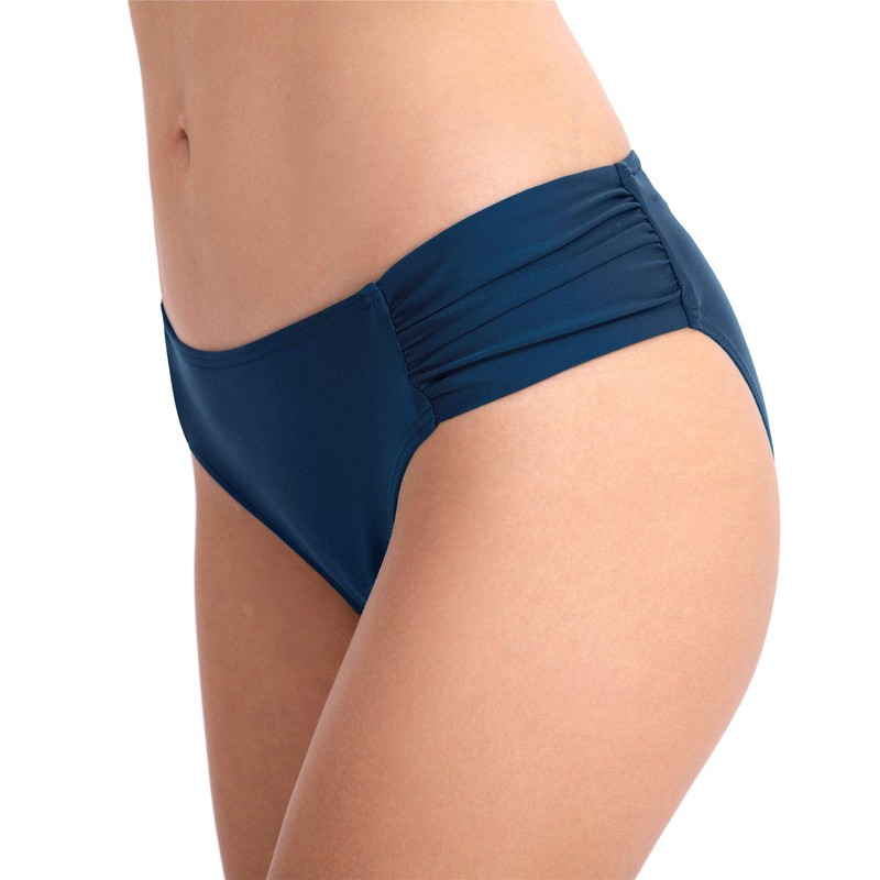 Joyaria Bragas de bikini retro fruncidas para mujer, Azul marino/flor