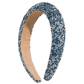 scicent Head Bands Adult Women Rhinestone Wide Headband Bling Crystal Blue Hair Bands for Girls Non-Slip Wide Hairband Cute Hair Hoop Fashionable Bling Prom Hair Accessories - 25417