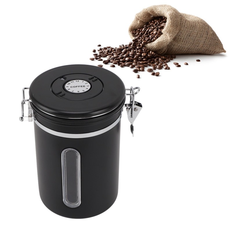 Coffee Canister 1800ml 304 Stainless Steel Window Design One Way