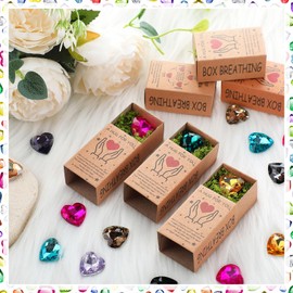 Landical 50 Sets Small Natural Heart Healing Gifts Bulk Small Crystals Heart Healing Stones with Boxes Mini Love Stones Breathing Stress Relief Gifts for Women Wife Teacher Employee(Rhinestones)