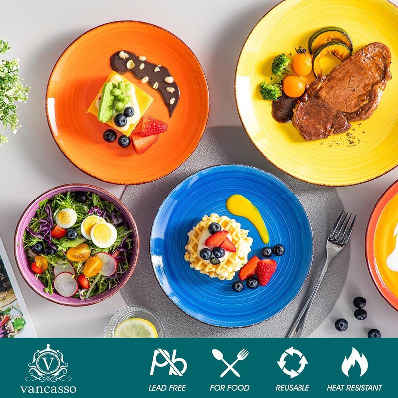 vancasso Bonita Dinnerware Sets, 24 Pieces Multicolor Stoneware Dinner Set