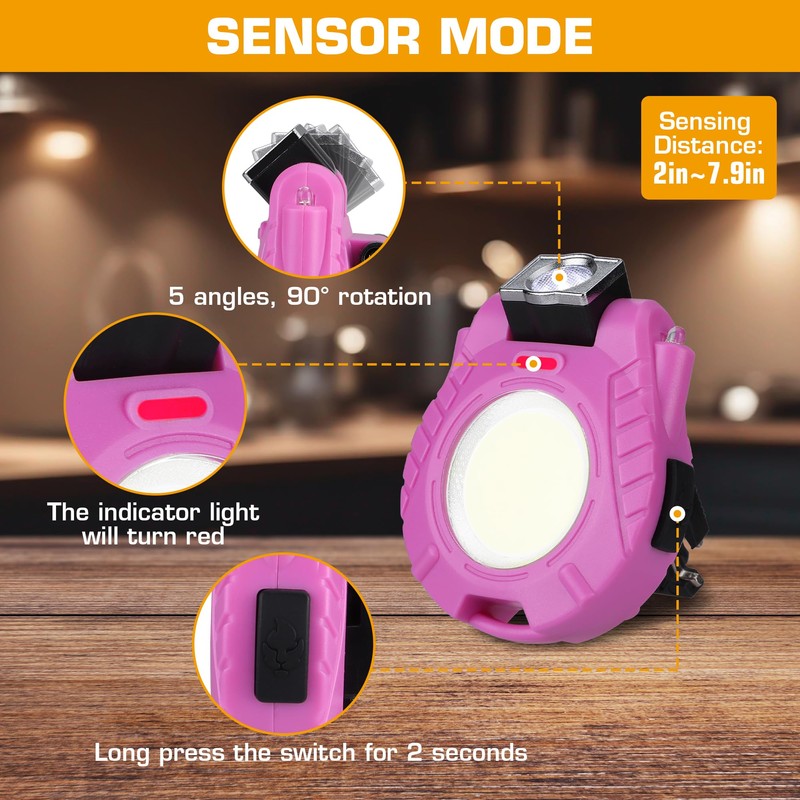 EverBrite 2 Pack COB Keychain Work Light, Mini Rechargeable Magnetic