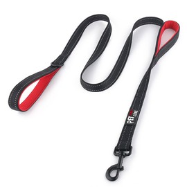 Plutus Pet Double Handle Dog Leash 6ft Long, Padded 2 Handle, Heavy Duty, Reflective Training Leash for Medium Large Dogs, Dual Handle Lead (Black)