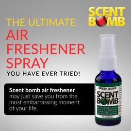 Scent Bomb Air Freshener Spray, Long-Lasting Odor Eliminator - Effective Deodorizer for Home & Car, Fresh Room Spray for Kitchen, Bathroom & Smell Neutralizer - 1 oz Pack of 4, Green Bomb Scent