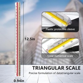 1 PCS Architectural Triangular Scale Ruler for Architects, Students, Draftsman and Engineers, Standard 30 CM,Architect Scale Ruler