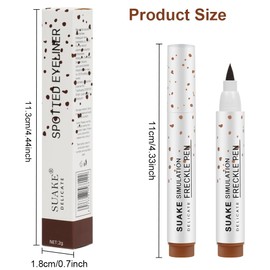 Natural Lifelike Freckle Pen, 2 Pcs Easy to Color & Waterproof Freckle Makeup Pen, Soft and Long-lasting Freckles Pen for Effortless Sunkissed Makeup, Dark and Light Brown