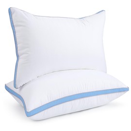 viewstar Pillows Queen Size Set of 2, Hotel Quality Cooling Down Alternative Gusseted Bed Pillows for Side, Back, or Stomach Sleepers, Light Blue