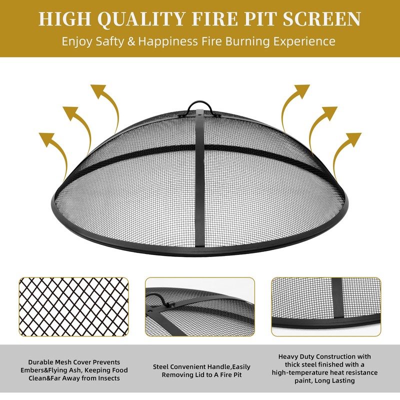 24Inch Round Fire Pit Spark Screen Cover,Outdoor Patio Mesh FirePit