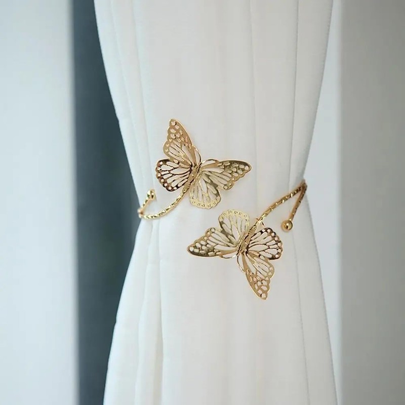 Lagnlnaoy 2pcs Metal Butterfly Curtain Tieback DTY Beautiful Curtains Tie