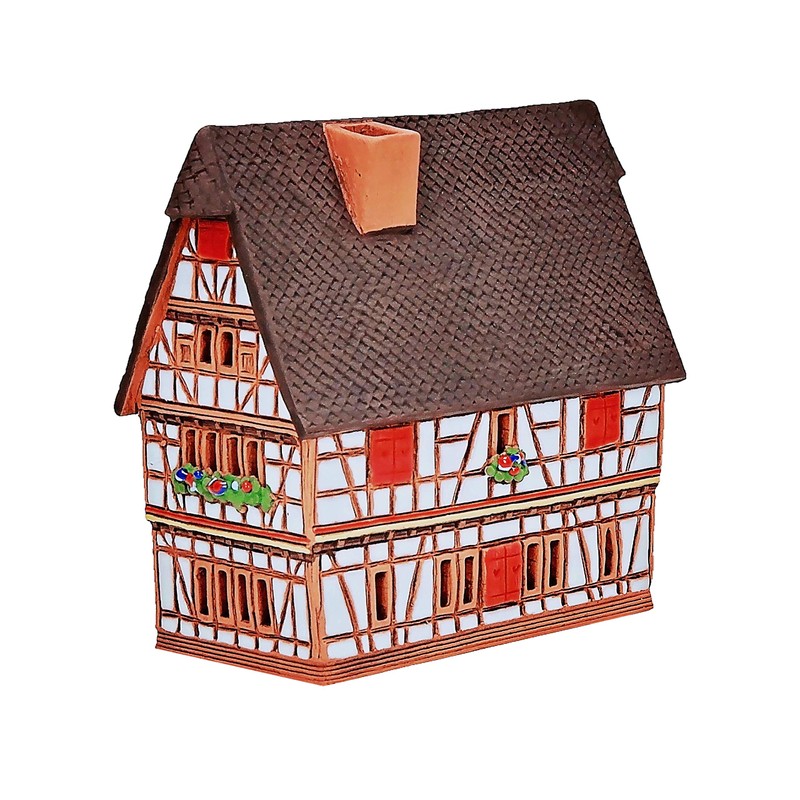 Ceramic Miniature Aroma House Incense Burner Germany Town Hall in