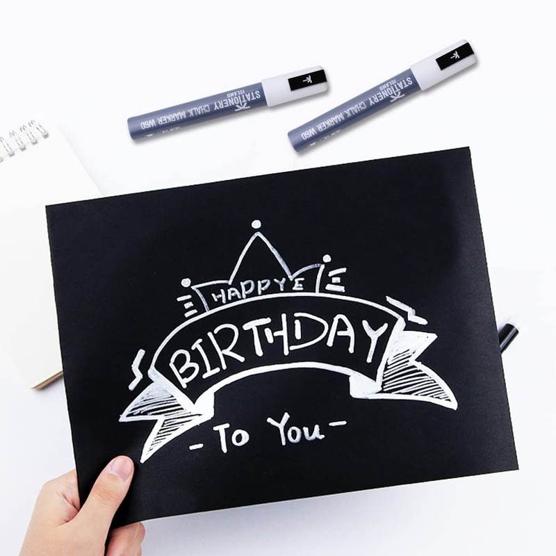 STATIONERY ISLAND White Chalk Pen for Blackboard, Liquid Chalk Marker
