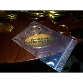 Holiday SALE!  Vintage YOU COME A LONG WAY BABY Brass Keychain Fob Key Ring