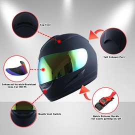 WOW Motorcycle Street Bike Full Face Helmet Glossy White