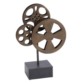 Deco 79 Metal Film Reels Sculpture, 11" x 5" x 16", Brown