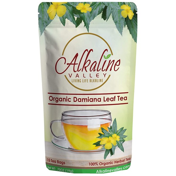 Organic Damiana Tea - 100% Alkaline - 15 Unbleached/Chemical-Free Damiana