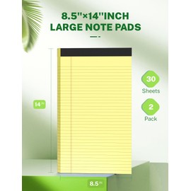 Legal Pads 8.5 x 14, Wide Ruled Legal Pad, 12 Pack Yellow Legal Paper 8.5 x 14, 30 Sheets per Notepad, Large Writing Pad for Office Supplies, College, Micro Perforated Lined Writing Pads, 70 GSM