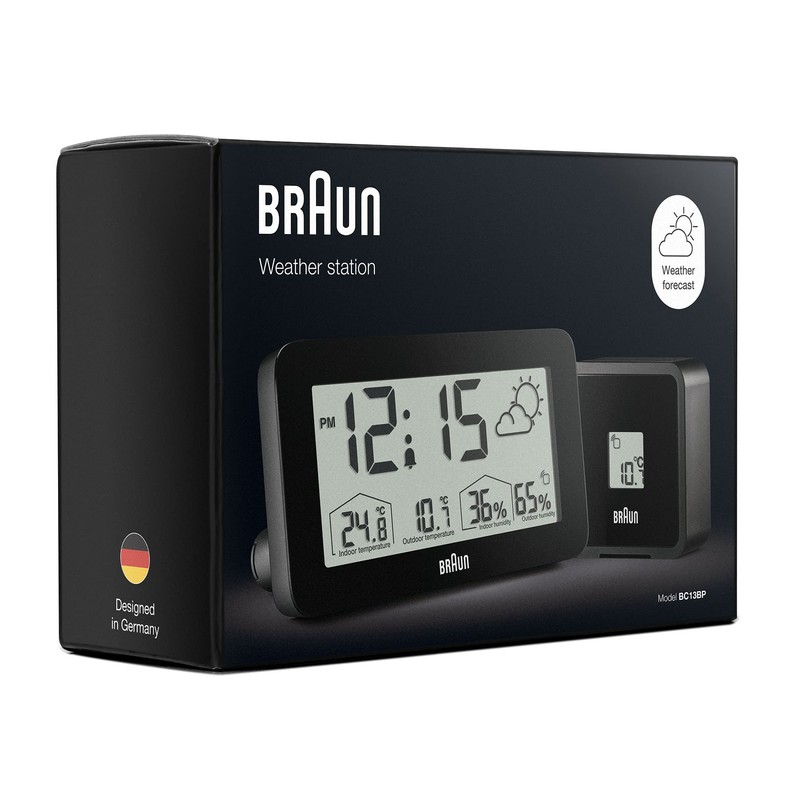 Braun Digital Weather Station Clock with Indoor and Outdoor Temperature