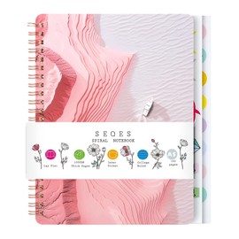 Spiral Notebook for Women, 8.25" x 6.25" Journal with Durable Hardcover and 160 Lined Pages with Large Pockets - Perfect to Stay Organized and Boost Productivity at Work or School (PINK AND WHITE