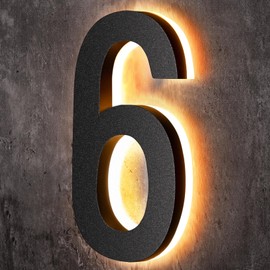 ROCEEI 8 Inch Backlit LED House Number 0-9 for Outside Large Address Lighted Number Waterproof Stainless Steel Modern Lighted 12v Dc Low Voltage LED Illuminated(Modern)