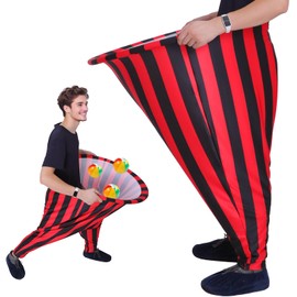 Granny Pants Yard Game, Oversized Granny Pants Outdoor Games,Giant Stretchy Pants, Fun Tossing Games Props for Outdoor Parties, Group Gatherings, Adults and Family(Black and Red Strips)