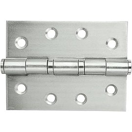 Romak 81159 Stainless Steel Fixed Pin Bearing Broad Butt Hinge, 100 mm x 75 mm Size, Brushed