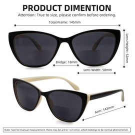 FEIVSN 3 Pack Bifocal Reading Sunglasses for Women Men, Fashion Cateye Bi-focal Sun Readers Glasses Outdoor Spring Hinge, Grey Leopard/Black + Yellow/Orange Leopard, +1.00