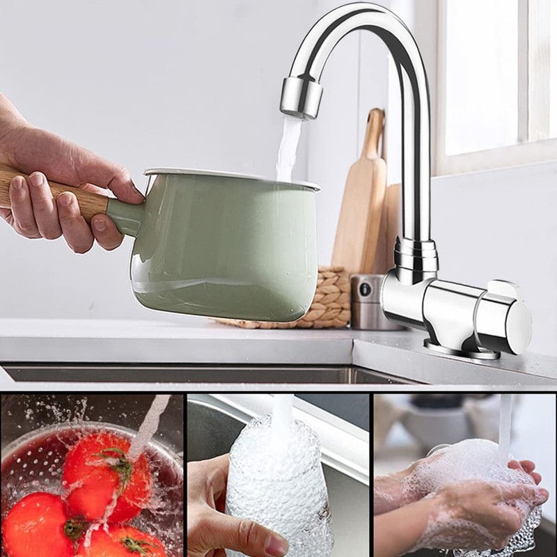 Riloer Foldable Copper Kitchen Tap, 360° Rotating Basin Tap, Cold