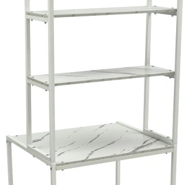 KONKENIE Over Washer and Dryer Storage Shelf 3 Tier Bathroom Laundry Storage and Organizer Shelf Space Saver Metal Standing Rack Towel Drying Rack Floor Mount Balcony Rack (White+Marble)