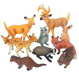 Talking Turtle 10 Piece Woodland Animal Figures - Including Deer, Fox, Badger, Rabbit, Otter, Squirrel and Racoon - Non-Toxic Early Learning Educational Toys for Children, Toddlers, Parents & Teachers
