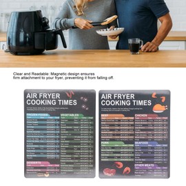 Topyond 2PCS Magnetic Cooking Times Chart, Air Fryer Accessories, Easy to Read Reference Guide, Water Oil Resistant Fryer Must Haves for Kitchen, for Beginners and Recipes
