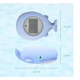 Termometro Bañera Bebe, Termometro agua bebe en Forma de Ballena, Juguetes de Baño para Bebe con Pantalla Digital y Alarma de Temperatura, Juguete Flotante regalos para bebes