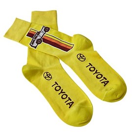 Toyota Retro Land Cruiser Novelty Socks, Mustard Yellow, Vintage Graphics, (LC065600)